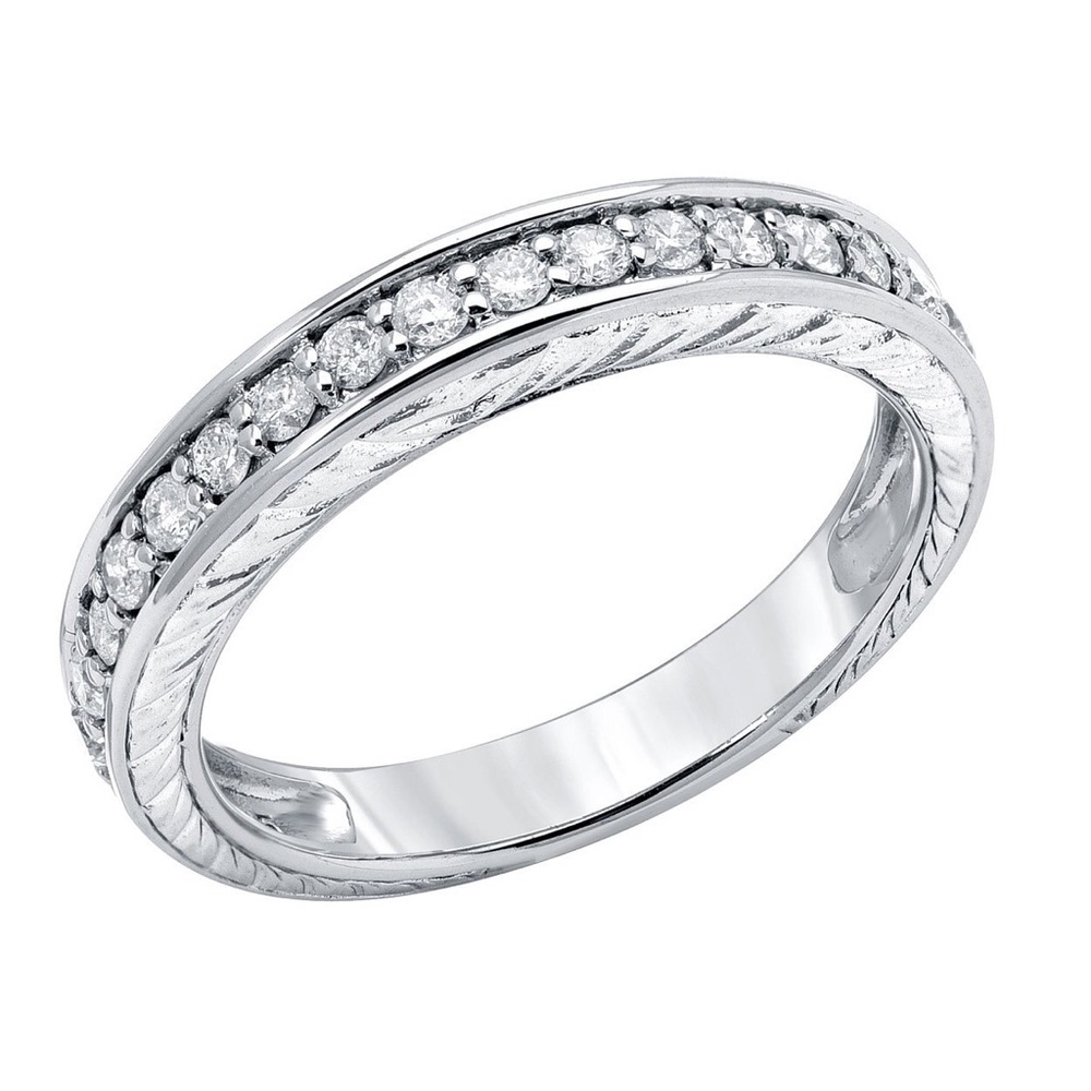 Diamond Silver Wedding Band